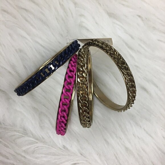 Forever 21 Bangle Bracelets Set Of 4 Multicolor Jewelry School NEW - Picture 2 of 6